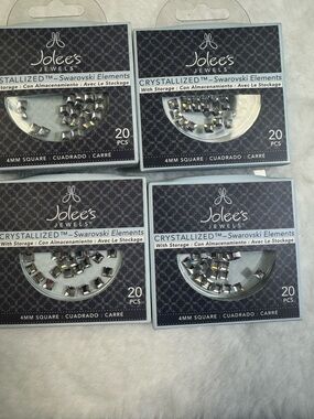 Jolee’s Swarovski Crystal Beads Lot – 4mm Square Silver – 80 pcs Total – New